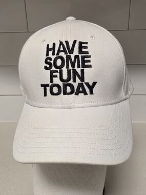OTTO White Baseball Cap with Black Embroidered 'HAVE SOME FUN TODAY'